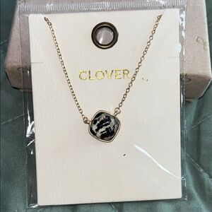 Love Gold Necklace with Black and White Pendant